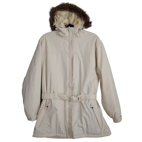 Cabelas Womens Snow Jacket Coat Size Large Outerwear Off White Fur Collar Sporty - Picture 1 of 11